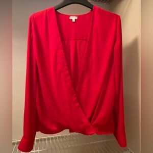 Ladies Size L Talbots Red Long Sleeve Sheer Wrap Blouse